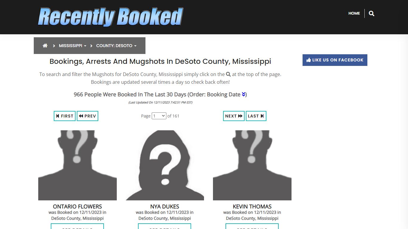 Bookings, Arrests and Mugshots in DeSoto County, Mississippi